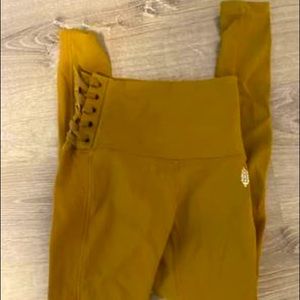 Free People high waisted mustard yellow leggings